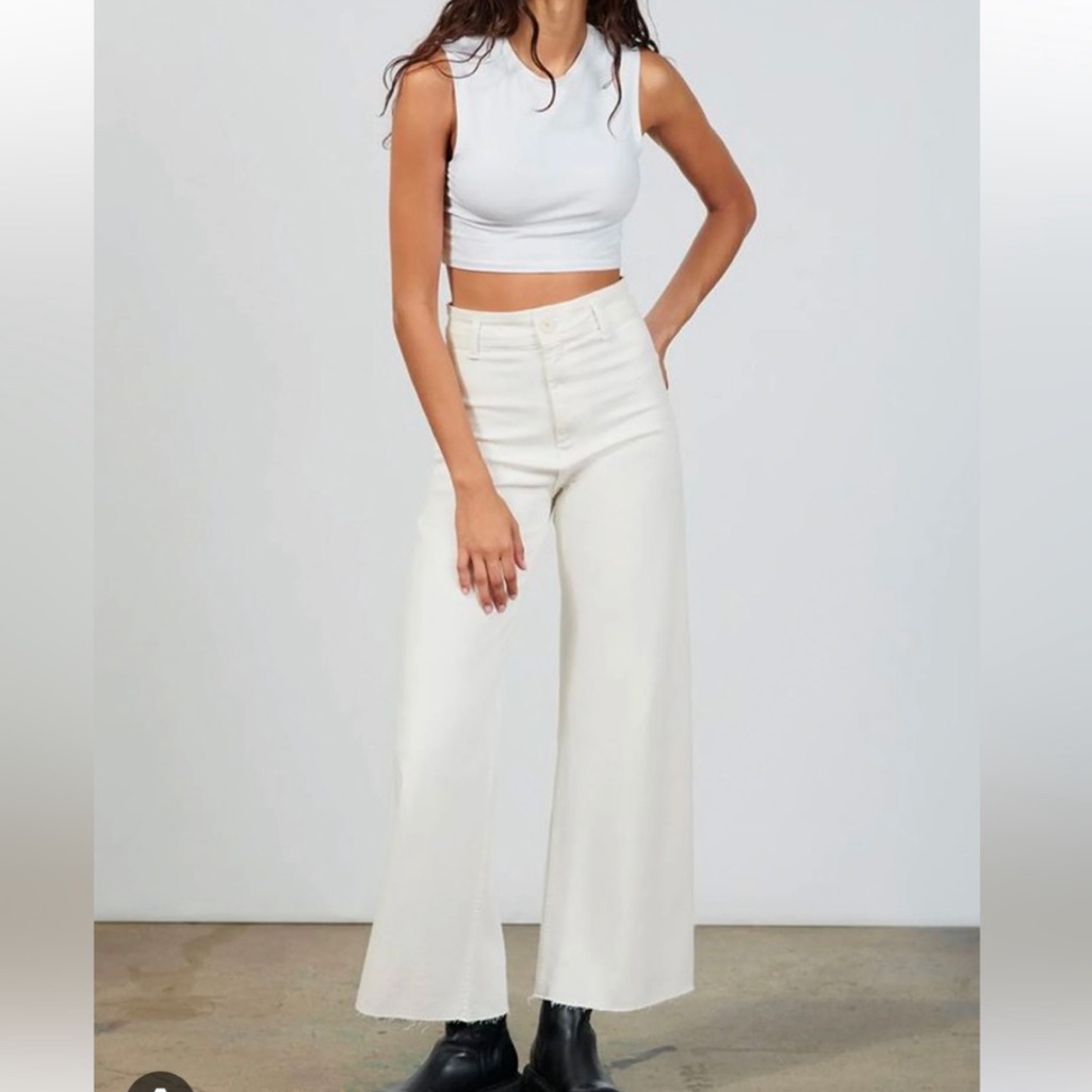 Zara Marine Straight Pants In White
